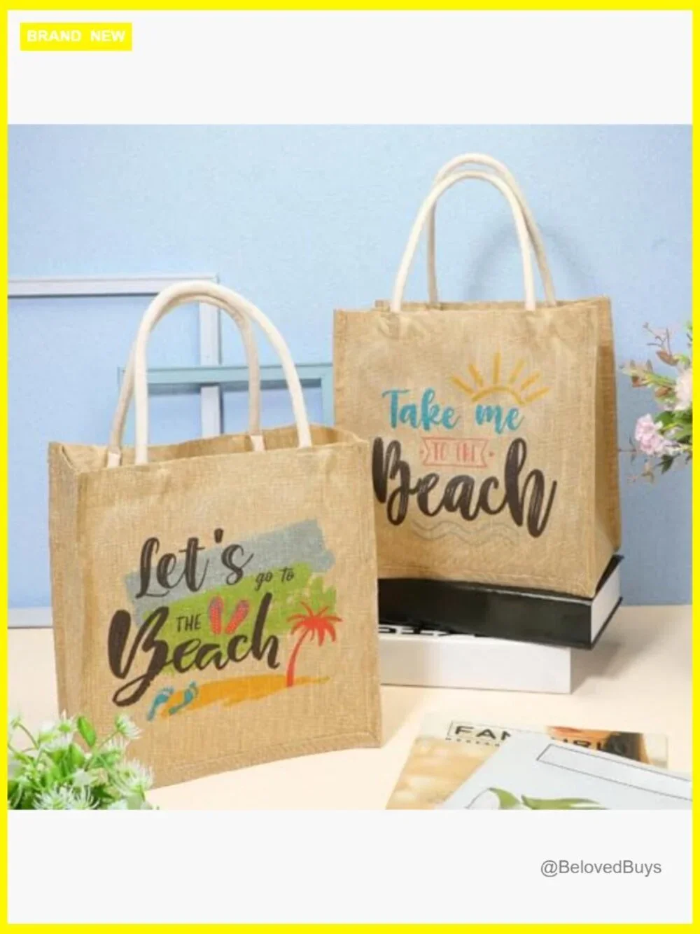 12-Pack Burlap Tote Bags with Handles Reusable Waterproof Jute Straw Grocery